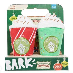 BARKBOX Lattes Plush Dog Toys  2 Piece Set NEW IN BOX